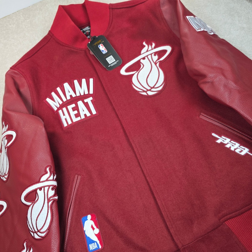 Pro Standard Miami Heat Varsity Jacket Large NBA Basketball Wool Blend Red